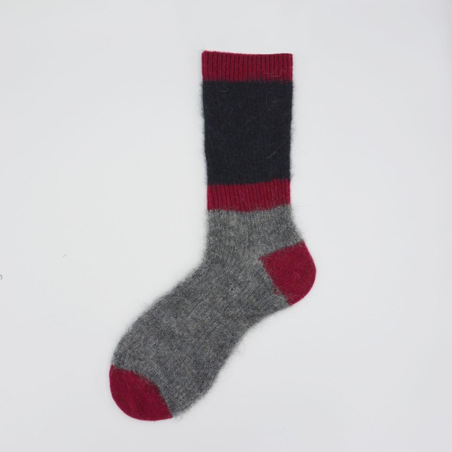 Calza corta in baby mohair e cashmere a coste e righe Clara 2