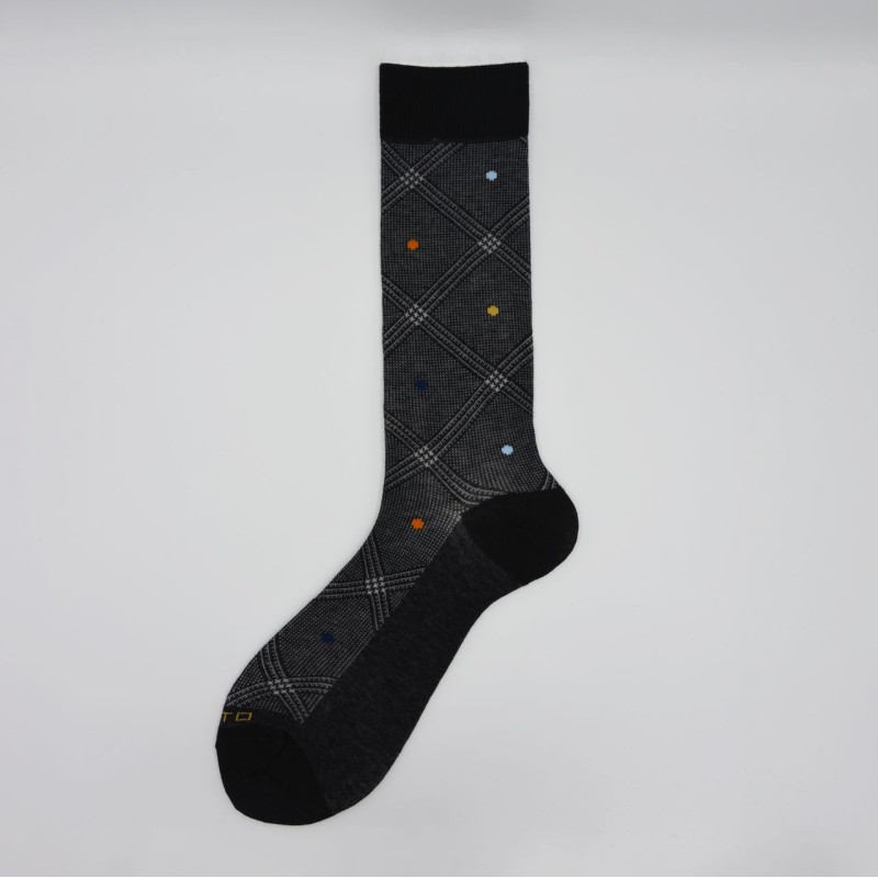 Calza corta in misto cashmere a pois...