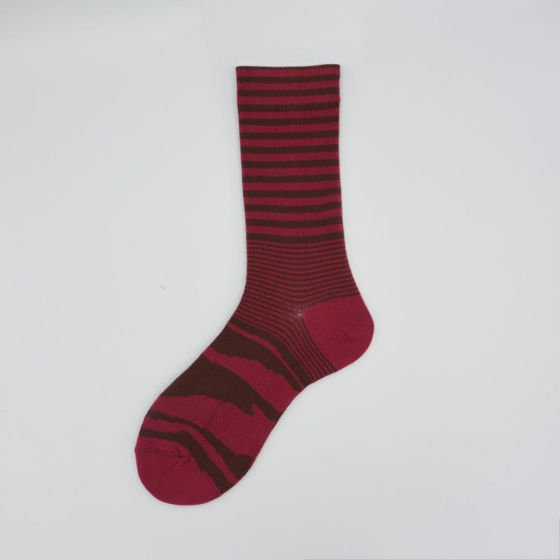 Calza corta in cotone a righe miste Jean