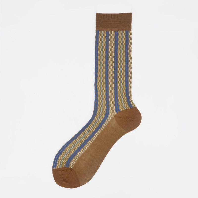 Calza corta in cotone con righe...