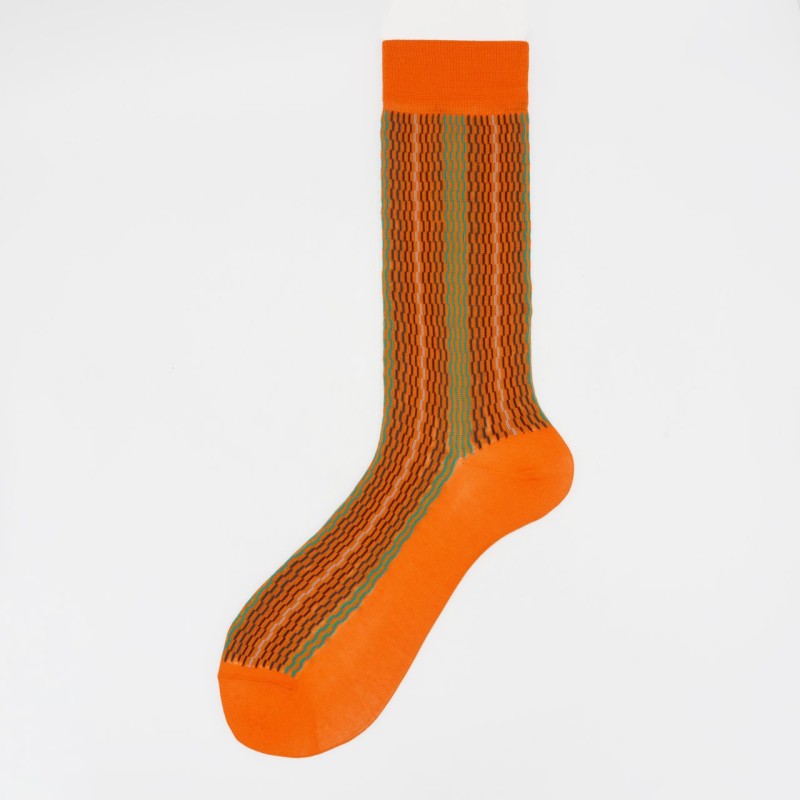 Calza corta in cotone con righe...