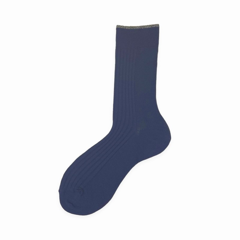 Calza corta in misto cashmere a costa...