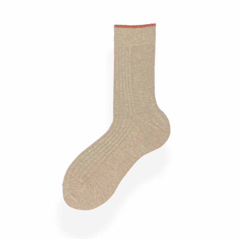 Calza corta in misto cashmere a costa...