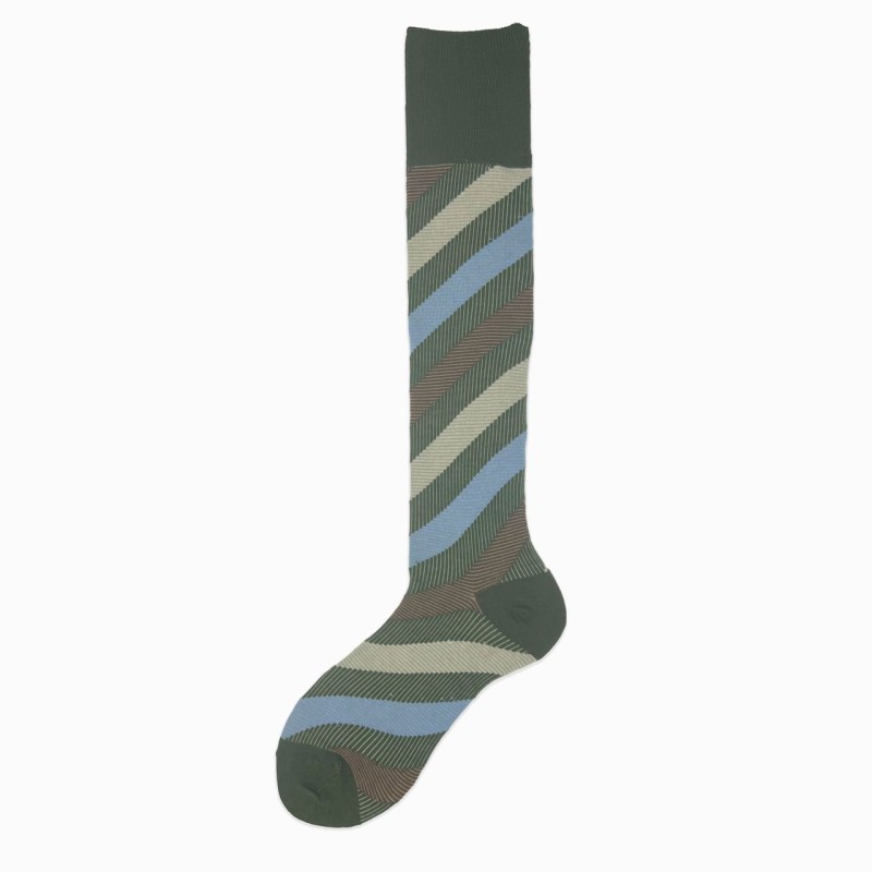 Calza lunga in misto cashmere a righe...