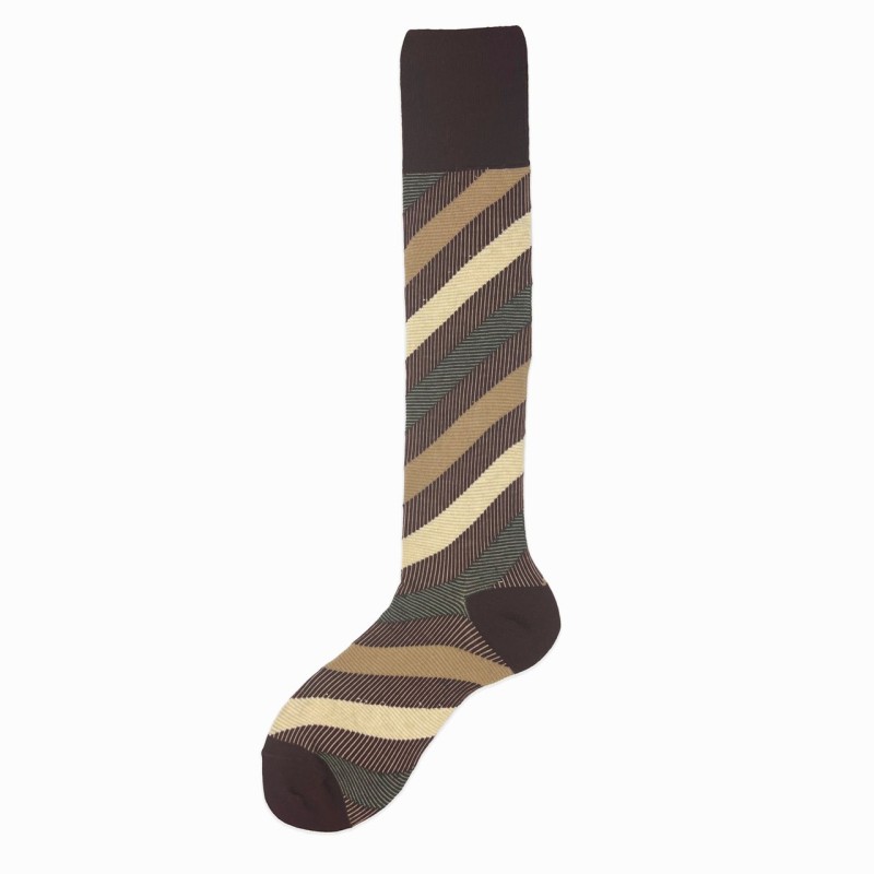 Calza lunga in misto cashmere a righe...