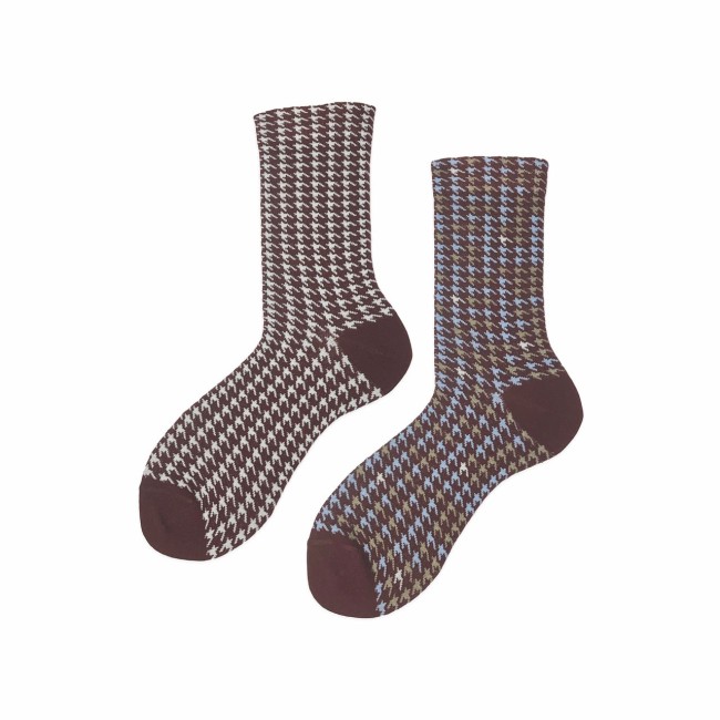 Calza corta in cotone pied de poule Cornelia