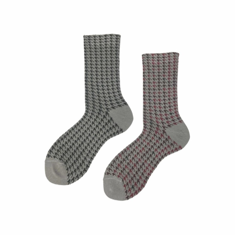 Calza corta in cotone pied de poule...
