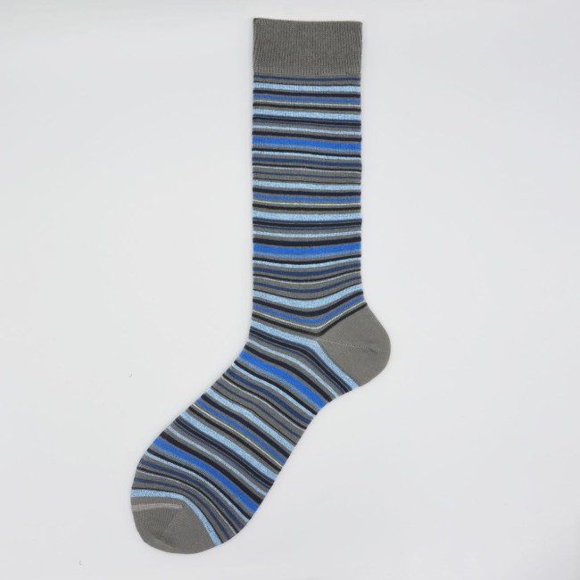 Calza corta in cotone con righe Emerald