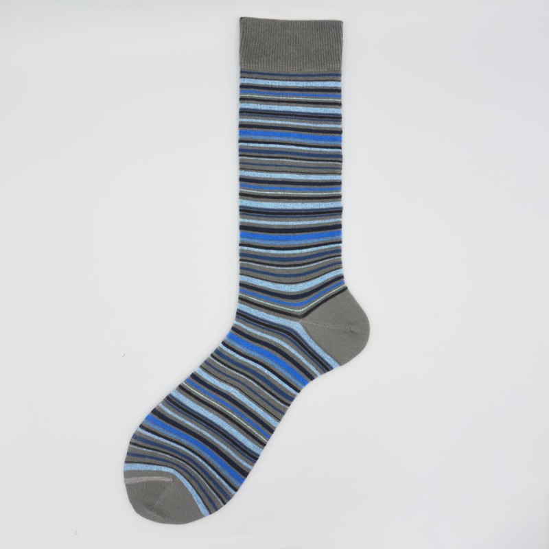 Calza corta in cotone con righe Emerald