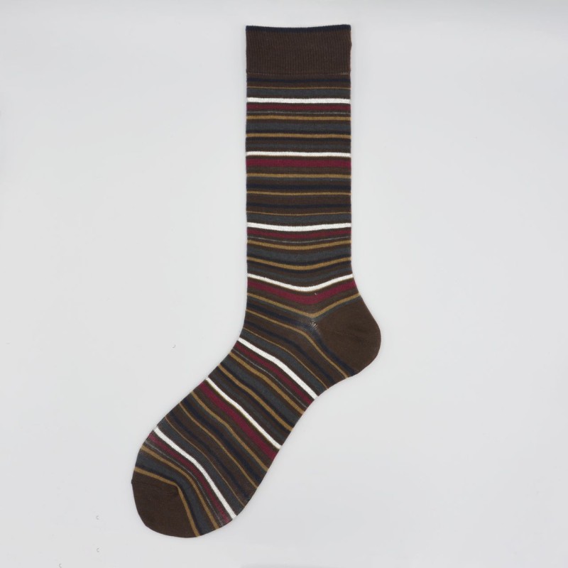 Calza corta in cotone con righe Emerald