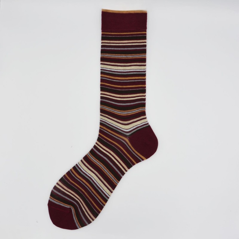 Calza corta in cotone con righe Emerald