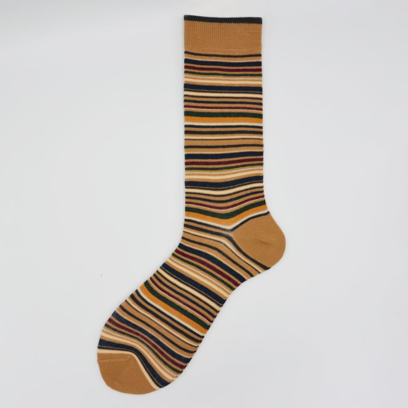 Calza corta in cotone con righe Emerald