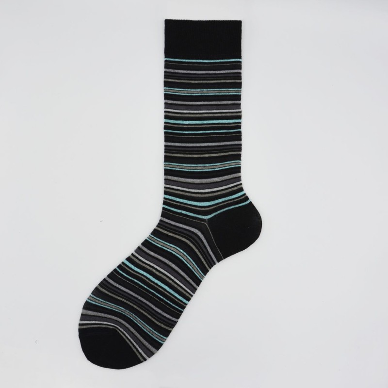Calza corta in cotone con righe Emerald
