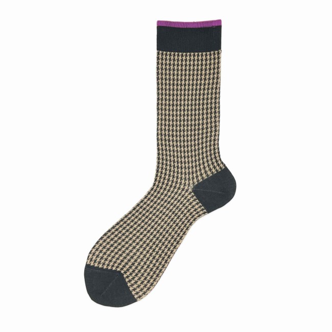 Calza corta in misto cashmere pied de poule Gianni