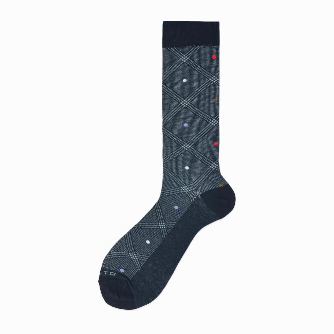Calza corta in cotone filoscozia con pois e righe Andy
