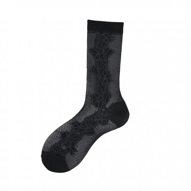 Calza corta da donna in cotone con effetto ricamo...