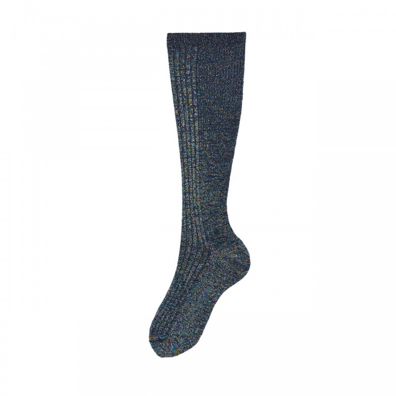 Calza lunga in lurex multicolor a...