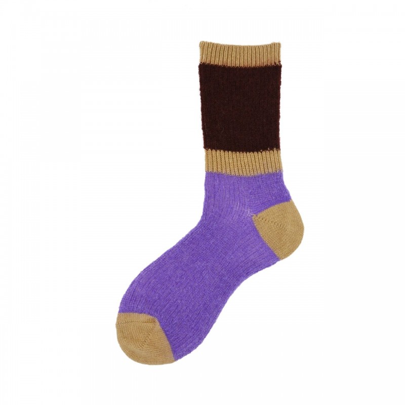 Calza corta in baby mohair a costa...