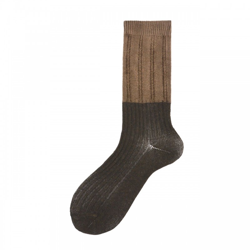 Calza corta a coste misto cashmere...