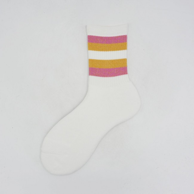 Calza corta in spugna di cotone con polso a righe Hiroko 2
